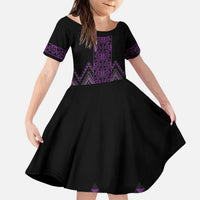 Purple Aotearoa Mangopare Kowhaiwhai and Niho Taniwha Kid Short Sleeve Dress Maori New Zealand LT14 KID Purple - Polynesian Pride