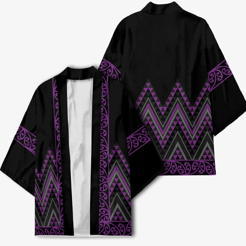 Purple Aotearoa Mangopare Kowhaiwhai Niho Taniwha Kimono Maori New Zealand LT14 - Polynesian Pride