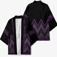 Purple Aotearoa Mangopare Kowhaiwhai Niho Taniwha Kimono Maori New Zealand LT14 - Polynesian Pride