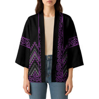 Purple Aotearoa Mangopare Kowhaiwhai Niho Taniwha Kimono Maori New Zealand LT14 - Polynesian Pride