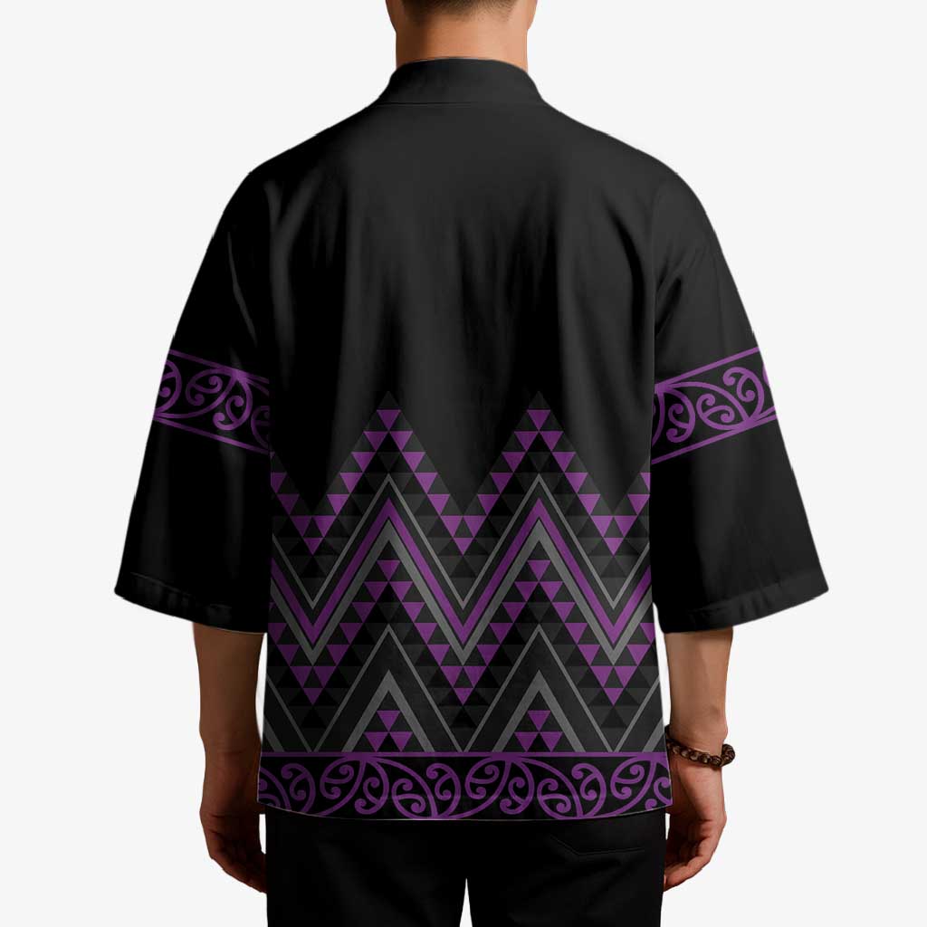 Purple Aotearoa Mangopare Kowhaiwhai Niho Taniwha Kimono Maori New Zealand LT14 - Polynesian Pride