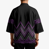 Purple Aotearoa Mangopare Kowhaiwhai Niho Taniwha Kimono Maori New Zealand LT14 - Polynesian Pride