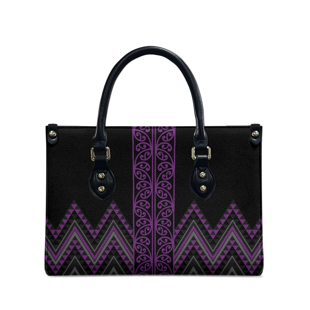 Purple Aotearoa Mangopare Kowhaiwhai Niho Taniwha Leather Bag Maori New Zealand LT14 - Polynesian Pride