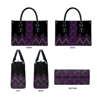 Purple Aotearoa Mangopare Kowhaiwhai Niho Taniwha Leather Bag Maori New Zealand LT14 - Polynesian Pride