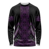 Purple Aotearoa Mangopare Kowhaiwhai and Niho Taniwha Long Sleeve Shirt Maori New Zealand LT14 Unisex Purple - Polynesian Pride