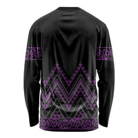 Purple Aotearoa Mangopare Kowhaiwhai and Niho Taniwha Long Sleeve Shirt Maori New Zealand LT14 - Polynesian Pride