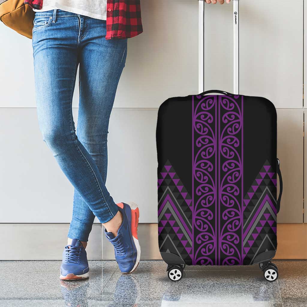 Purple Aotearoa Mangopare Kowhaiwhai and Niho Taniwha Luggage Cover Maori New Zealand LT14 - Polynesian Pride