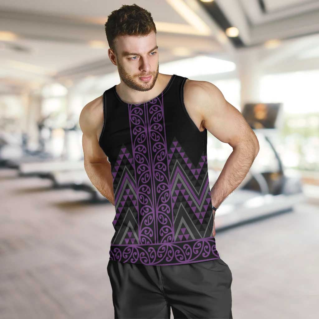 Purple Aotearoa Mangopare Kowhaiwhai and Niho Taniwha Men Tank Top Maori New Zealand LT14 Purple - Polynesian Pride