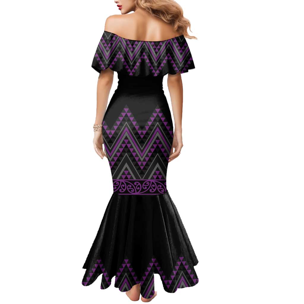 Purple Aotearoa Mangopare Kowhaiwhai and Niho Taniwha Mermaid Dress Maori New Zealand LT14 - Polynesian Pride