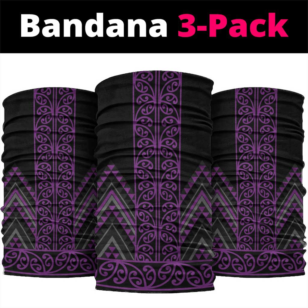 Purple Aotearoa Mangopare Kowhaiwhai Niho Taniwha Neck Gaiter Maori New Zealand LT14 package One Size: 25*50cm Purple - Polynesian Pride
