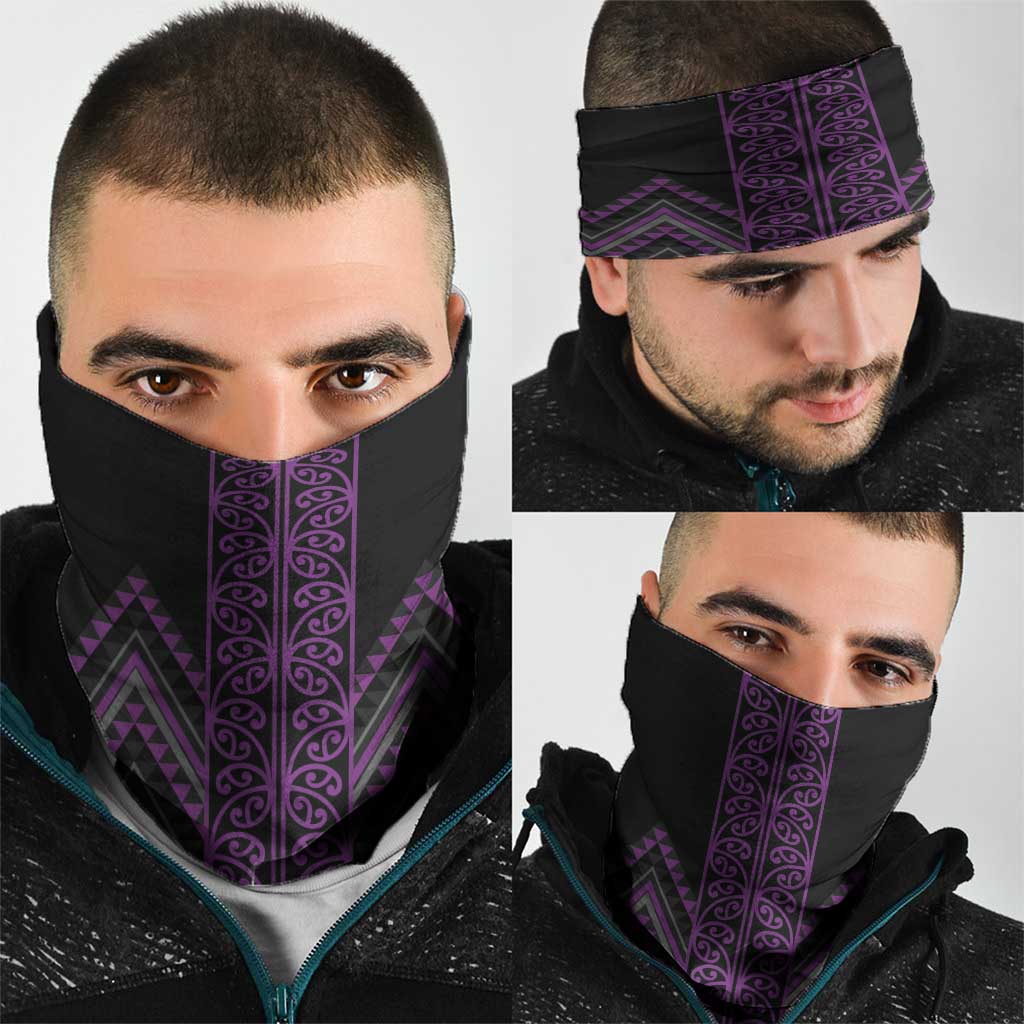 Purple Aotearoa Mangopare Kowhaiwhai Niho Taniwha Neck Gaiter Maori New Zealand LT14 - Polynesian Pride