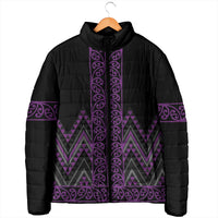 Purple Aotearoa Mangopare Kowhaiwhai Niho Taniwha Padded Jacket Maori New Zealand LT14 - Polynesian Pride