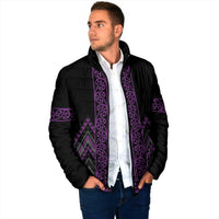 Purple Aotearoa Mangopare Kowhaiwhai Niho Taniwha Padded Jacket Maori New Zealand LT14 - Polynesian Pride