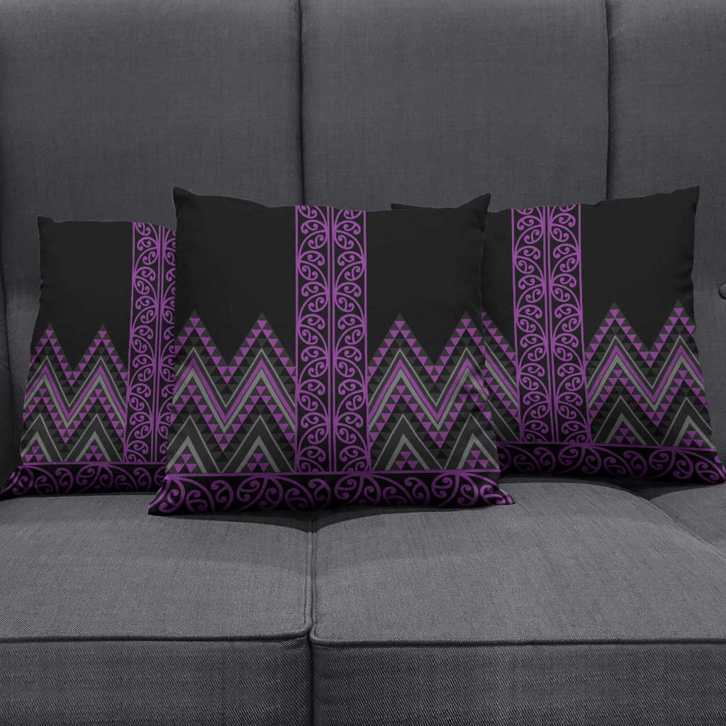Purple Aotearoa Mangopare Kowhaiwhai Niho Taniwha Pillow Cover Maori New Zealand LT14 - Polynesian Pride