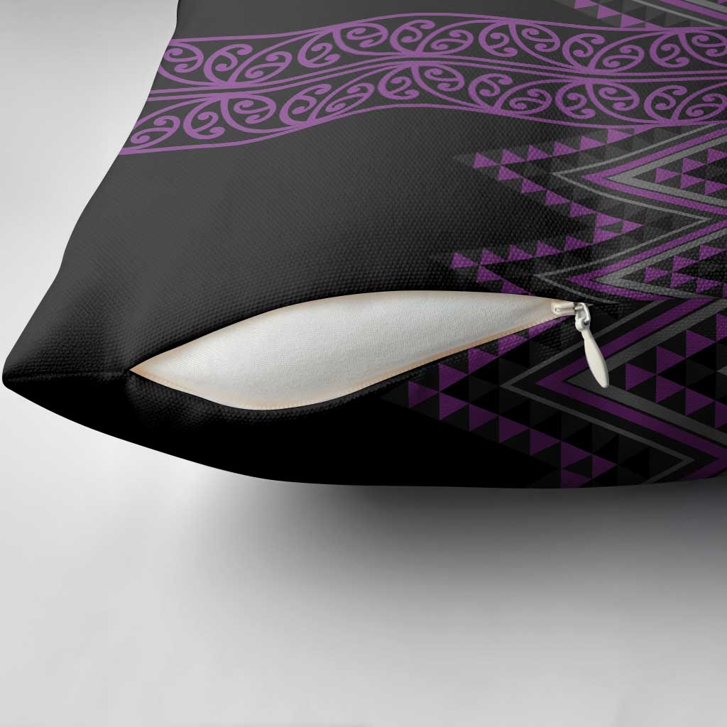 Purple Aotearoa Mangopare Kowhaiwhai Niho Taniwha Pillow Cover Maori New Zealand LT14 - Polynesian Pride