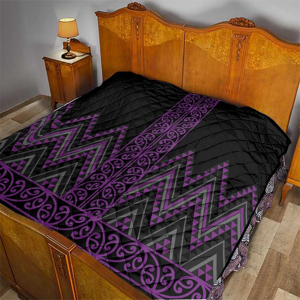 Purple Aotearoa Mangopare Kowhaiwhai and Niho Taniwha Quilt Maori New Zealand LT14 - Polynesian Pride
