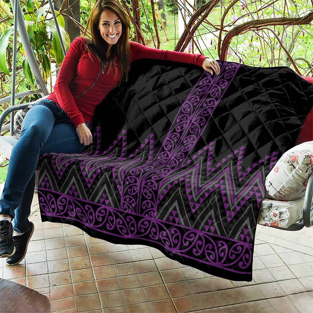 Purple Aotearoa Mangopare Kowhaiwhai and Niho Taniwha Quilt Maori New Zealand LT14 - Polynesian Pride