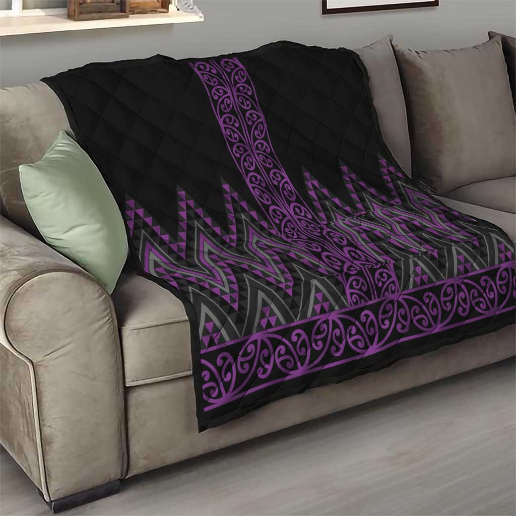Purple Aotearoa Mangopare Kowhaiwhai and Niho Taniwha Quilt Maori New Zealand LT14 - Polynesian Pride