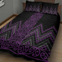 Purple Aotearoa Mangopare Kowhaiwhai and Niho Taniwha Quilt Bed Set Maori New Zealand LT14 - Polynesian Pride