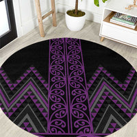 Purple Aotearoa Mangopare Kowhaiwhai and Niho Taniwha Round Carpet Maori New Zealand LT14 Purple - Polynesian Pride