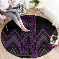 Purple Aotearoa Mangopare Kowhaiwhai and Niho Taniwha Round Carpet Maori New Zealand LT14 - Polynesian Pride