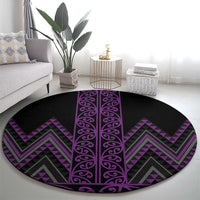 Purple Aotearoa Mangopare Kowhaiwhai and Niho Taniwha Round Carpet Maori New Zealand LT14 - Polynesian Pride