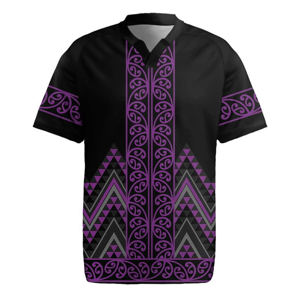 Purple Aotearoa Mangopare Kowhaiwhai and Niho Taniwha Rugby Jersey Maori New Zealand LT14 Purple - Polynesian Pride