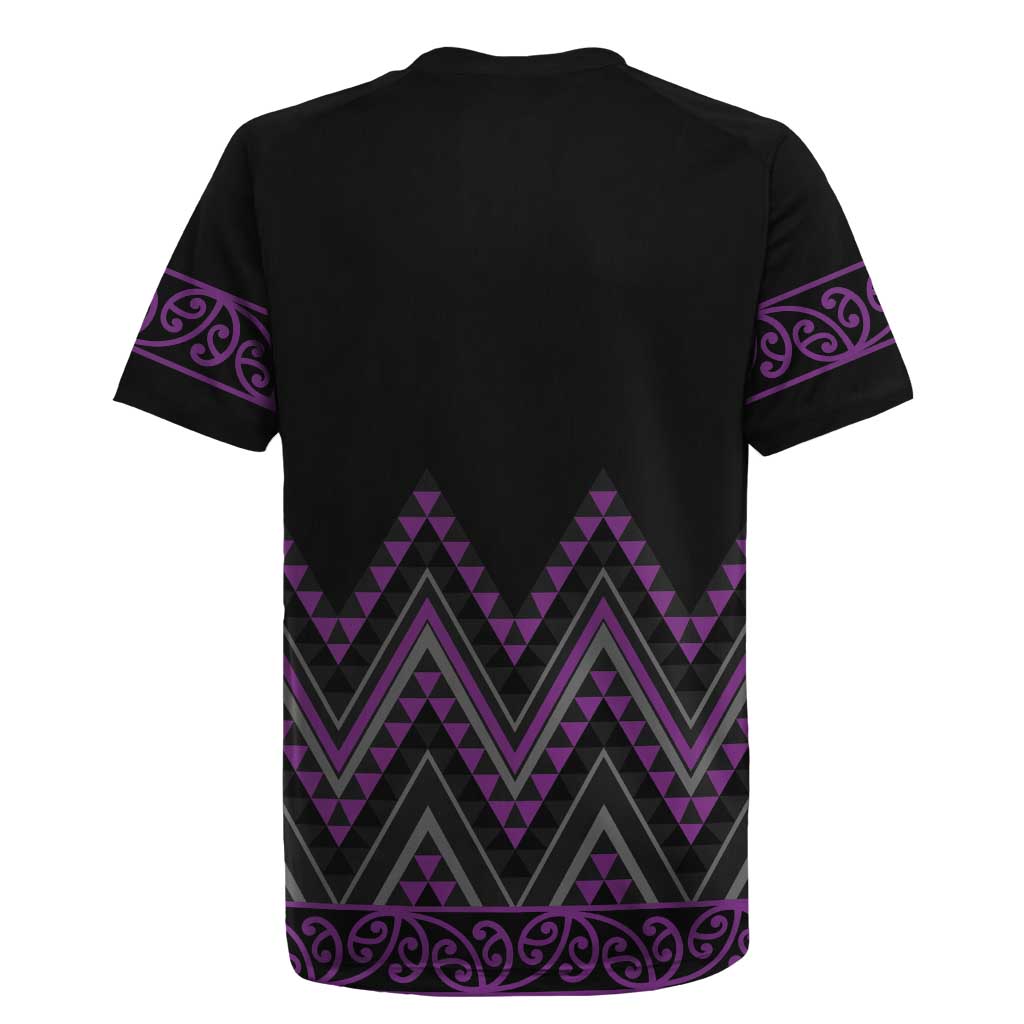 Purple Aotearoa Mangopare Kowhaiwhai and Niho Taniwha Rugby Jersey Maori New Zealand LT14 - Polynesian Pride