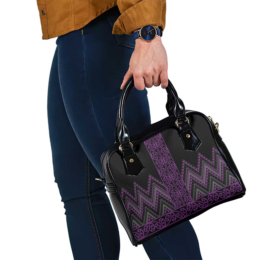 Purple Aotearoa Mangopare Kowhaiwhai and Niho Taniwha Shoulder Handbag Maori New Zealand LT14 - Polynesian Pride