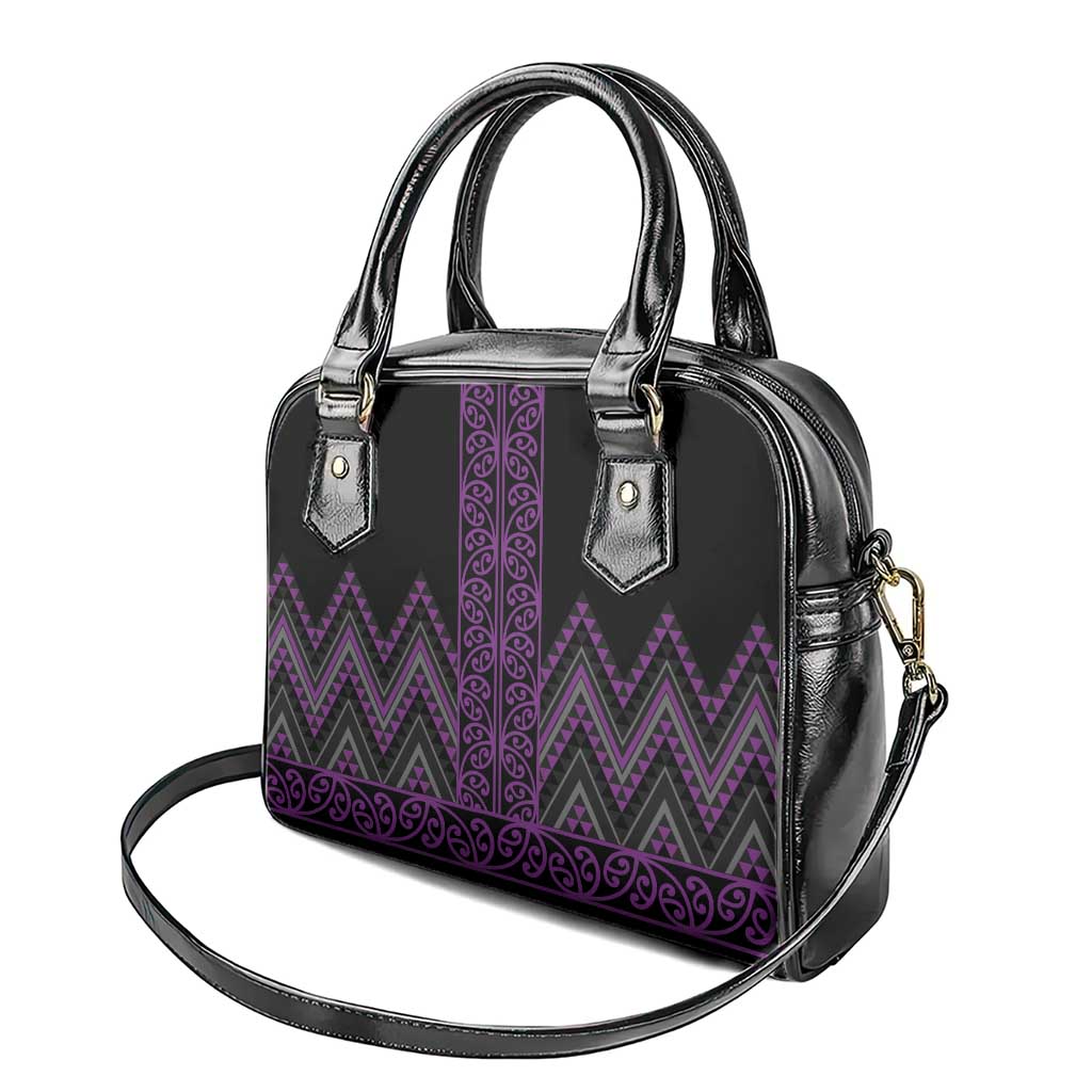 Purple Aotearoa Mangopare Kowhaiwhai and Niho Taniwha Shoulder Handbag Maori New Zealand LT14 - Polynesian Pride