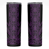Purple Aotearoa Mangopare Kowhaiwhai and Niho Taniwha Skinny Tumbler Maori New Zealand LT14 Purple - Polynesian Pride