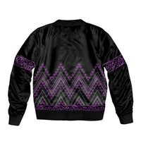 Purple Aotearoa Mangopare Kowhaiwhai and Niho Taniwha Sleeve Zip Bomber Jacket Maori New Zealand LT14 - Polynesian Pride