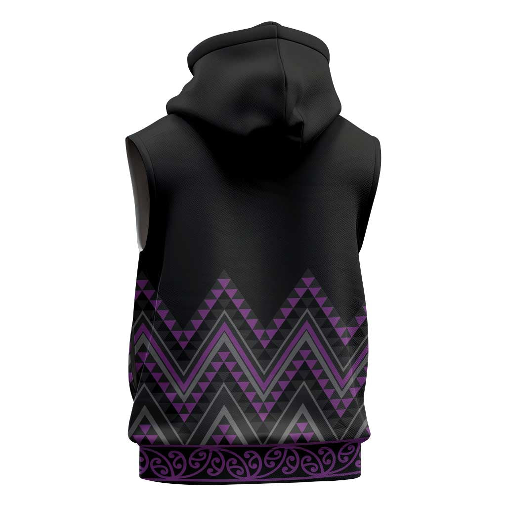 Purple Aotearoa Mangopare Kowhaiwhai Niho Taniwha Sleeveless Hoodie Maori New Zealand LT14 - Polynesian Pride