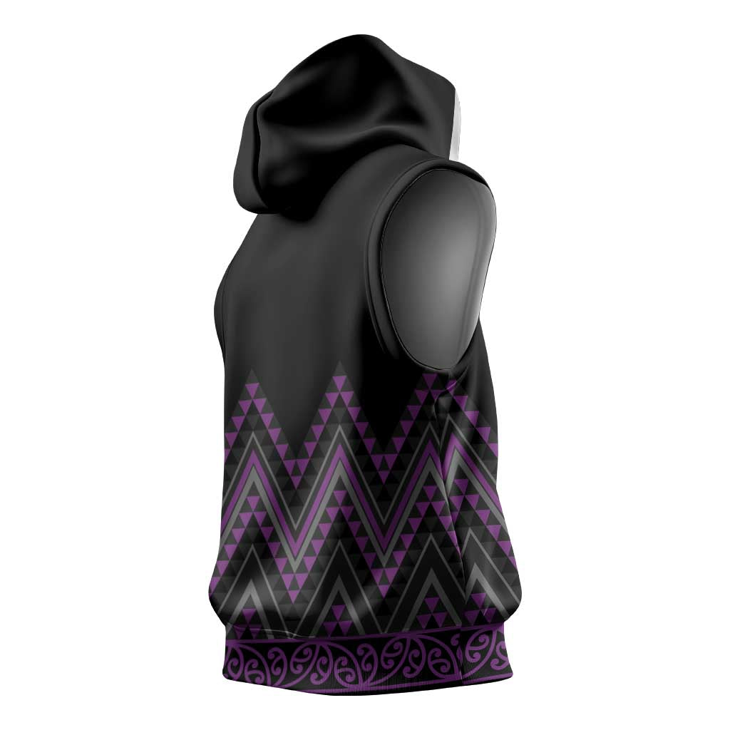 Purple Aotearoa Mangopare Kowhaiwhai Niho Taniwha Sleeveless Hoodie Maori New Zealand LT14 - Polynesian Pride