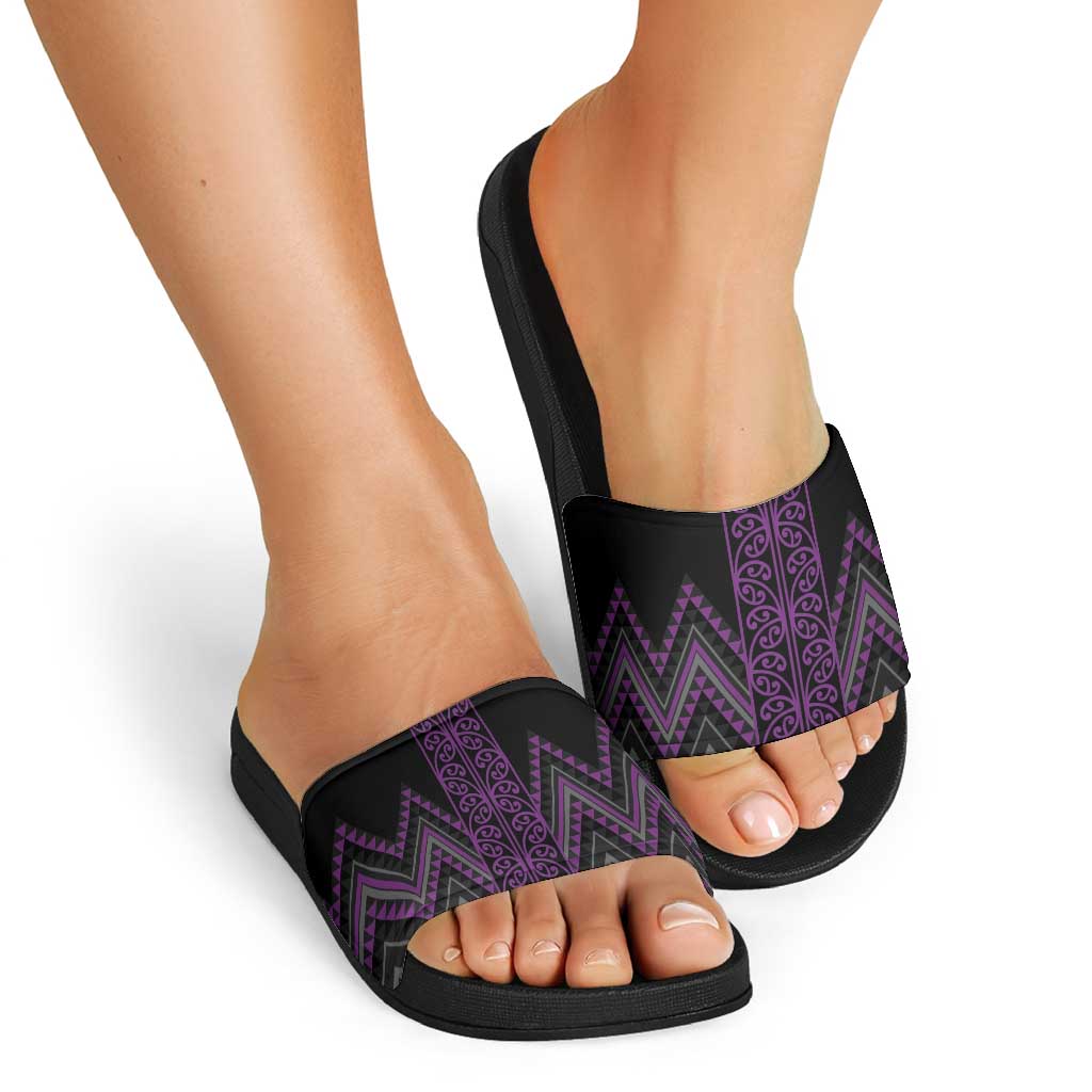 Purple Aotearoa Mangopare Kowhaiwhai Niho Taniwha Slide Sandals Maori New Zealand LT14 - Polynesian Pride