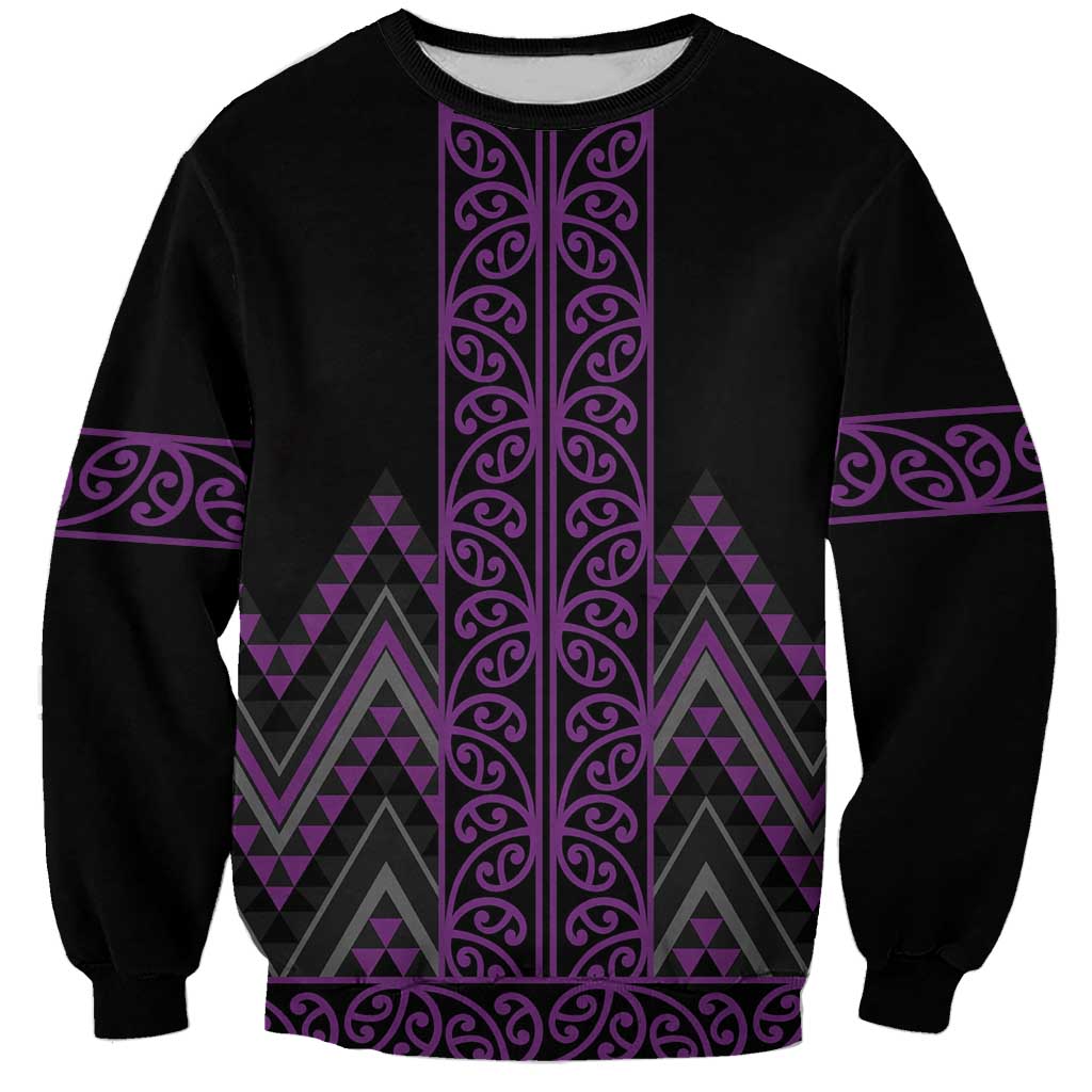 Purple Aotearoa Mangopare Kowhaiwhai and Niho Taniwha Sweatshirt Maori New Zealand LT14 Unisex Purple - Polynesian Pride