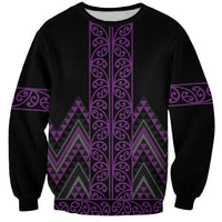 Purple Aotearoa Mangopare Kowhaiwhai and Niho Taniwha Sweatshirt Maori New Zealand LT14 Unisex Purple - Polynesian Pride