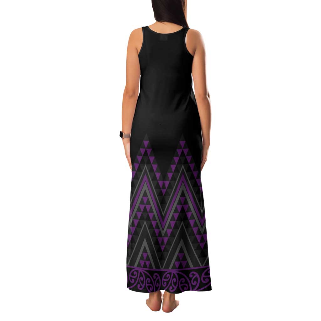 Purple Aotearoa Mangopare Kowhaiwhai and Niho Taniwha Tank Maxi Dress Maori New Zealand LT14 - Polynesian Pride