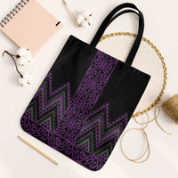 Purple Aotearoa Mangopare Kowhaiwhai Niho Taniwha Tote Bag Maori New Zealand LT14 Black Strap One Size Purple - Polynesian Pride