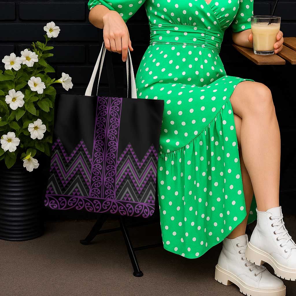 Purple Aotearoa Mangopare Kowhaiwhai Niho Taniwha Tote Bag Maori New Zealand LT14 - Polynesian Pride