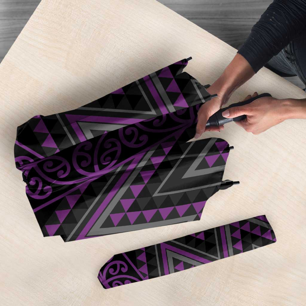Purple Aotearoa Mangopare Kowhaiwhai Niho Taniwha Umbrella Maori New Zealand LT14 - Polynesian Pride