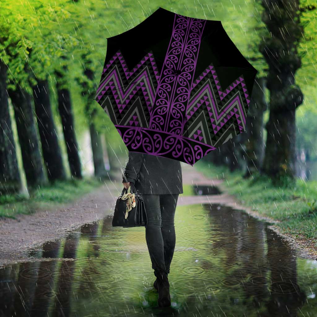 Purple Aotearoa Mangopare Kowhaiwhai Niho Taniwha Umbrella Maori New Zealand LT14 - Polynesian Pride