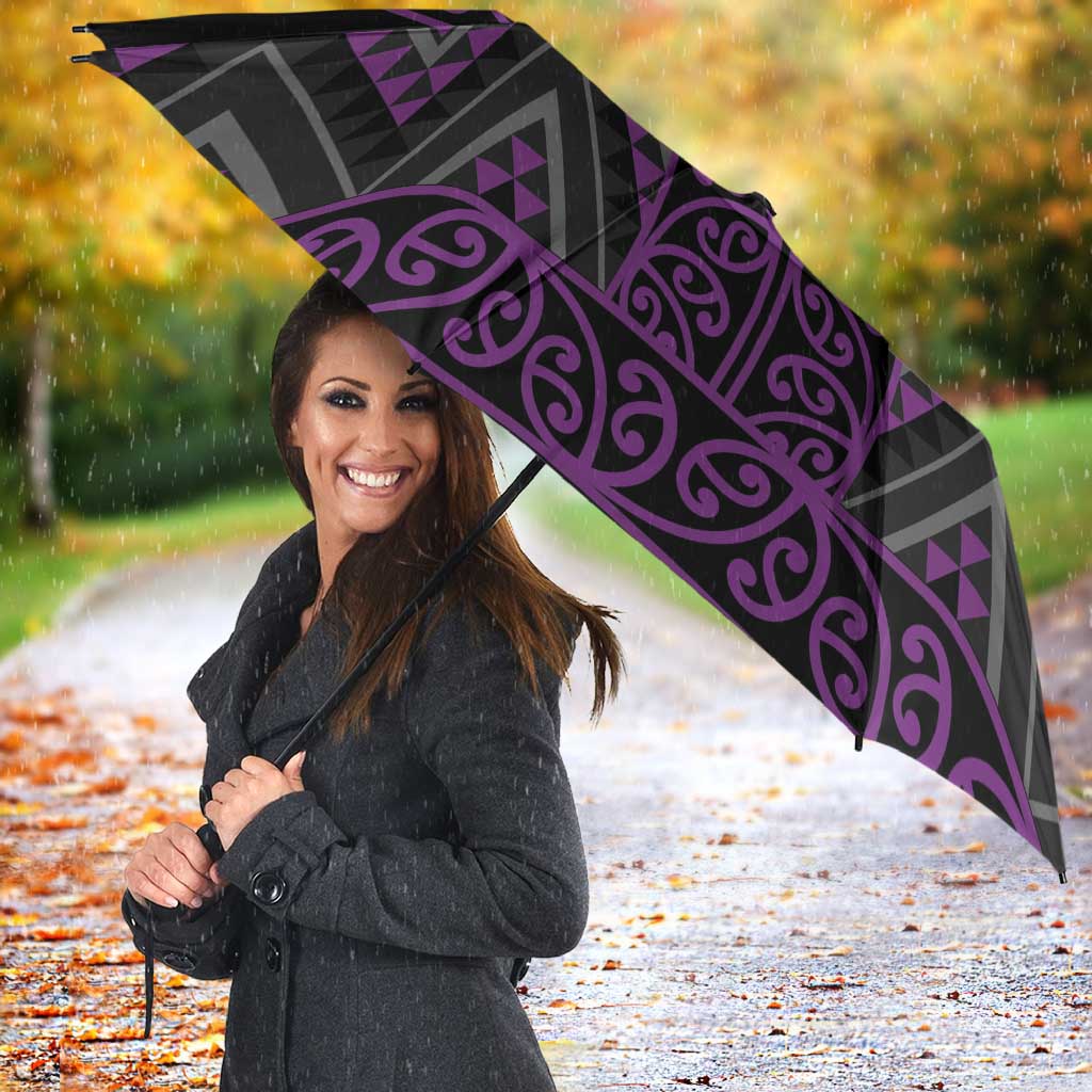 Purple Aotearoa Mangopare Kowhaiwhai Niho Taniwha Umbrella Maori New Zealand LT14 - Polynesian Pride