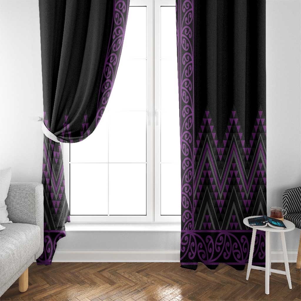 Purple Aotearoa Mangopare Kowhaiwhai and Niho Taniwha Window Curtain Maori New Zealand LT14 - Polynesian Pride