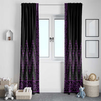 Purple Aotearoa Mangopare Kowhaiwhai and Niho Taniwha Window Curtain Maori New Zealand LT14 - Polynesian Pride