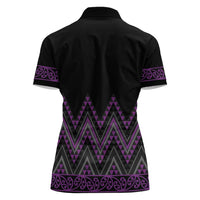 Purple Aotearoa Mangopare Kowhaiwhai and Niho Taniwha Women Polo Shirt Maori New Zealand LT14 - Polynesian Pride