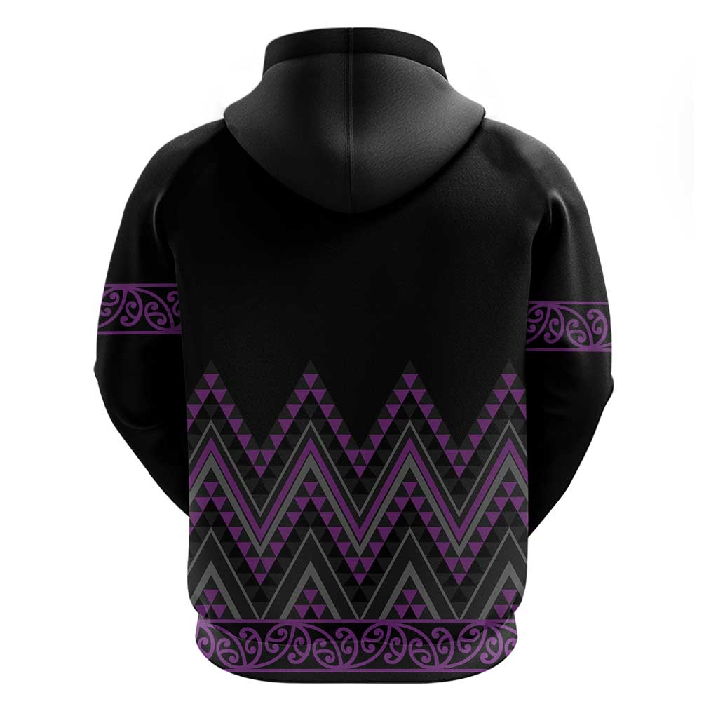 Purple Aotearoa Mangopare Kowhaiwhai and Niho Taniwha Zip Hoodie Maori New Zealand LT14 - Polynesian Pride