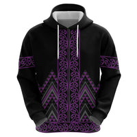 Purple Aotearoa Mangopare Kowhaiwhai and Niho Taniwha Zip Hoodie Maori New Zealand LT14 - Polynesian Pride