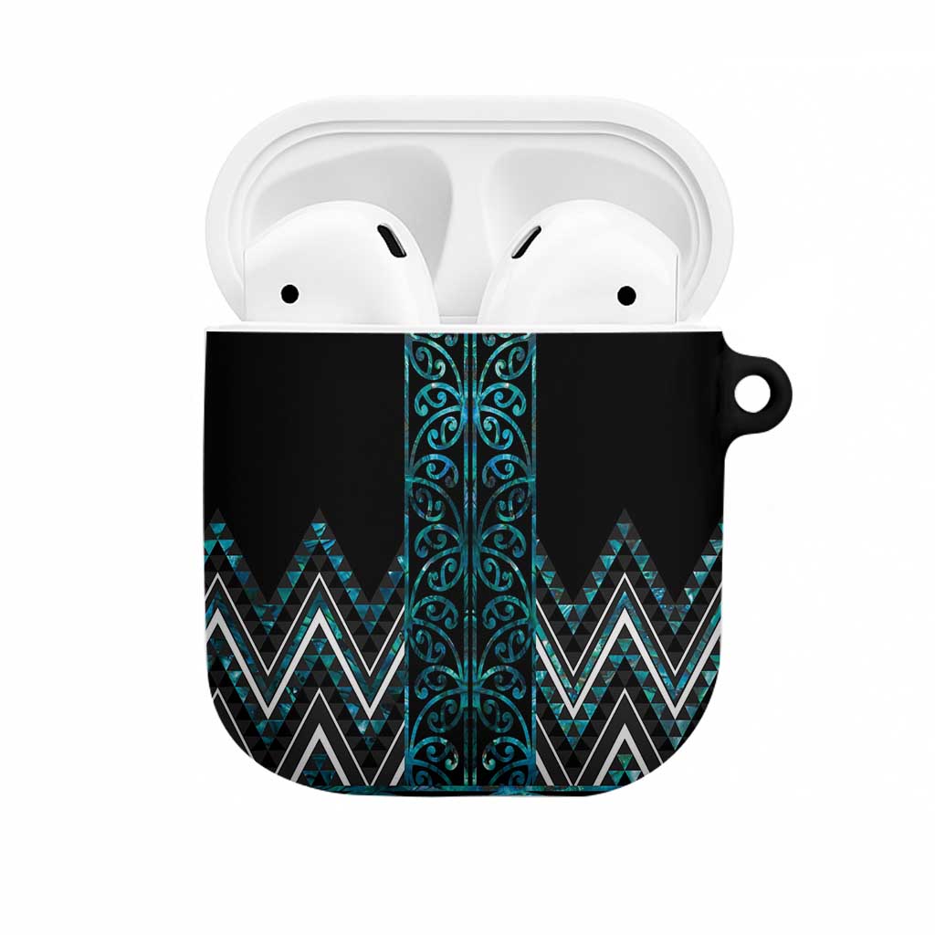 Paua Shell Aotearoa Mangopare Kowhaiwhai Niho Taniwha AirPods Case Maori New Zealand LT14 Turquoise - Polynesian Pride