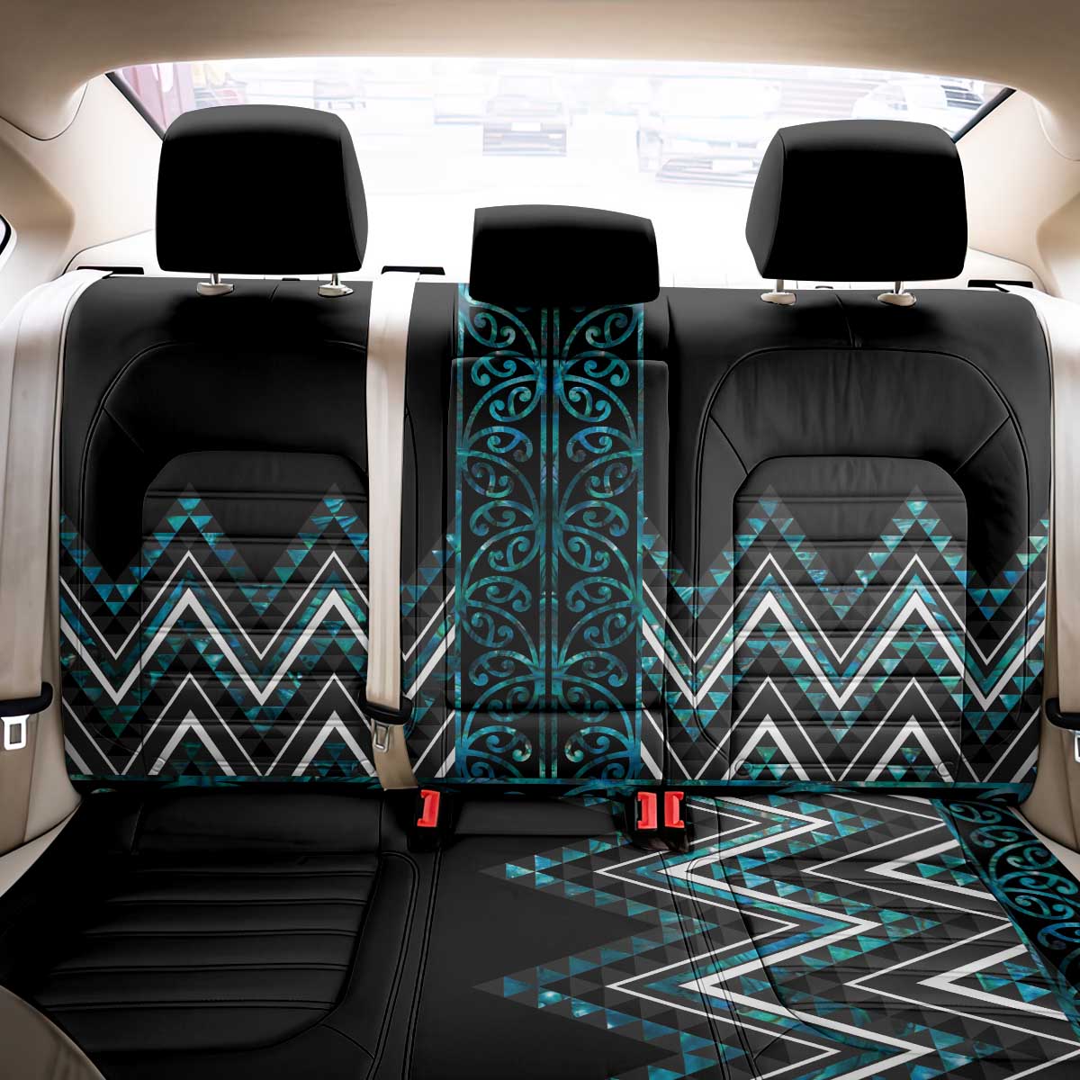 Paua Shell Aotearoa Mangopare Kowhaiwhai and Niho Taniwha Back Car Seat Cover Maori New Zealand LT14 - Polynesian Pride